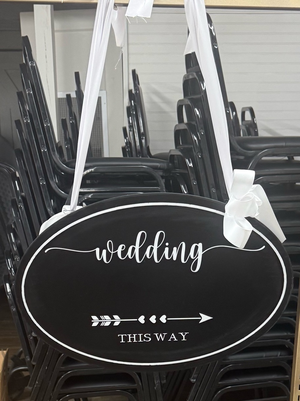 Hobby Lobby Black and White Wedding Directional Hanging Sign